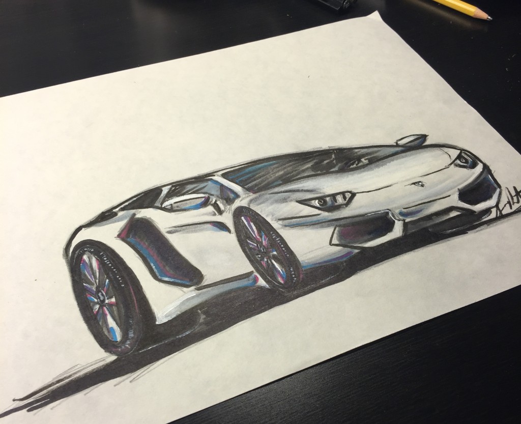 Quick hotrod Sketch of Lambo, taken with iphone time-lapse