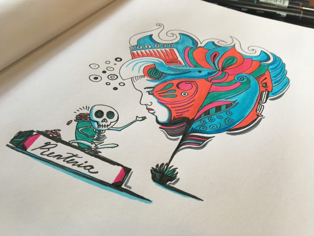 Colorful Artwork Featuring Skully 